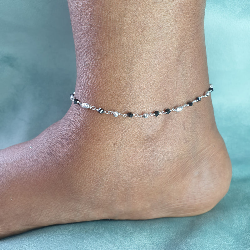 Black and Silver Eclipse Anklet