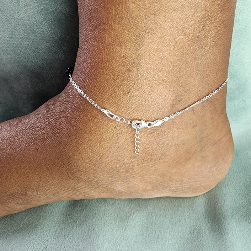 Black Bead Infinity Anklet