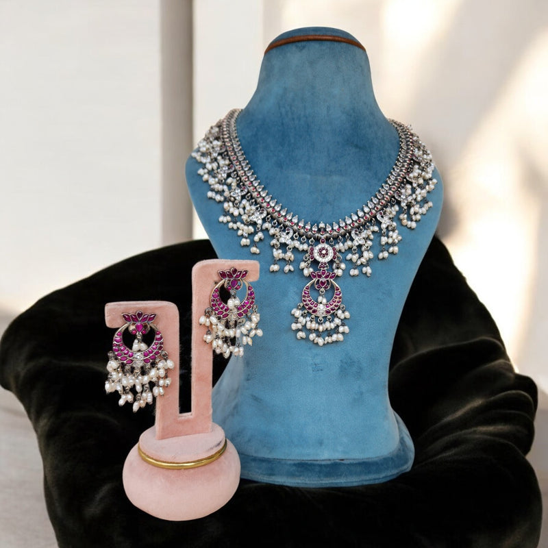 Kamala Kempu Guttapusalu Necklace Set