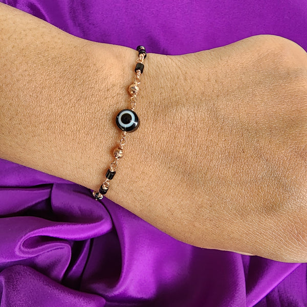 Rosegold Round Evil Eye Bracelet