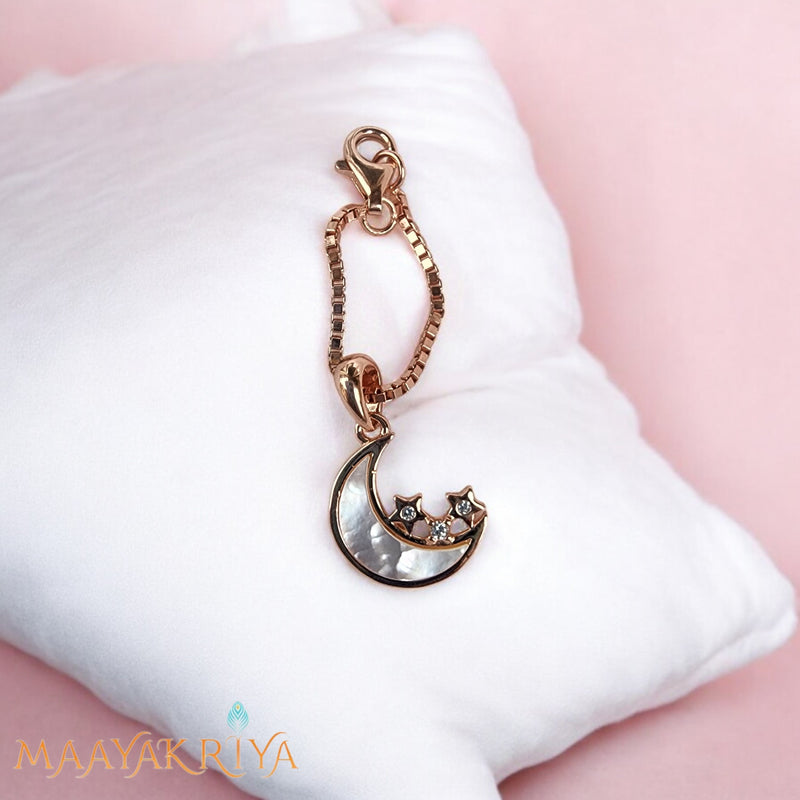 Rosegold Moon Crescent 925 Silver Watch Charm