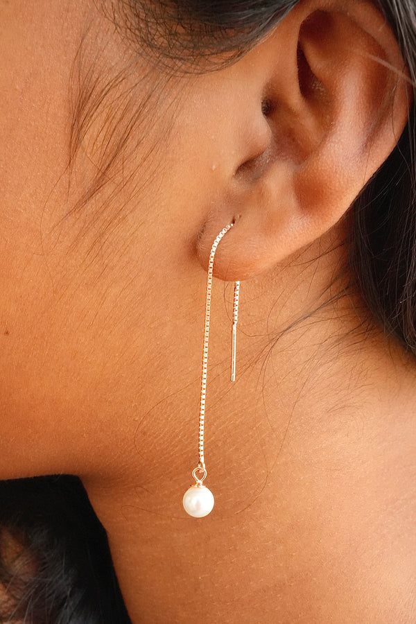 Pearl 18k Rosegold 925 Silver Sui Dhaga Earrings