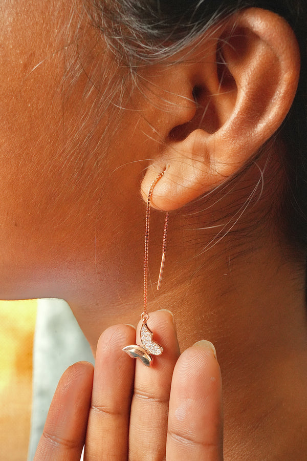 Butterfly 18k rosegold 925 Silver Sui Dhaga Earrings