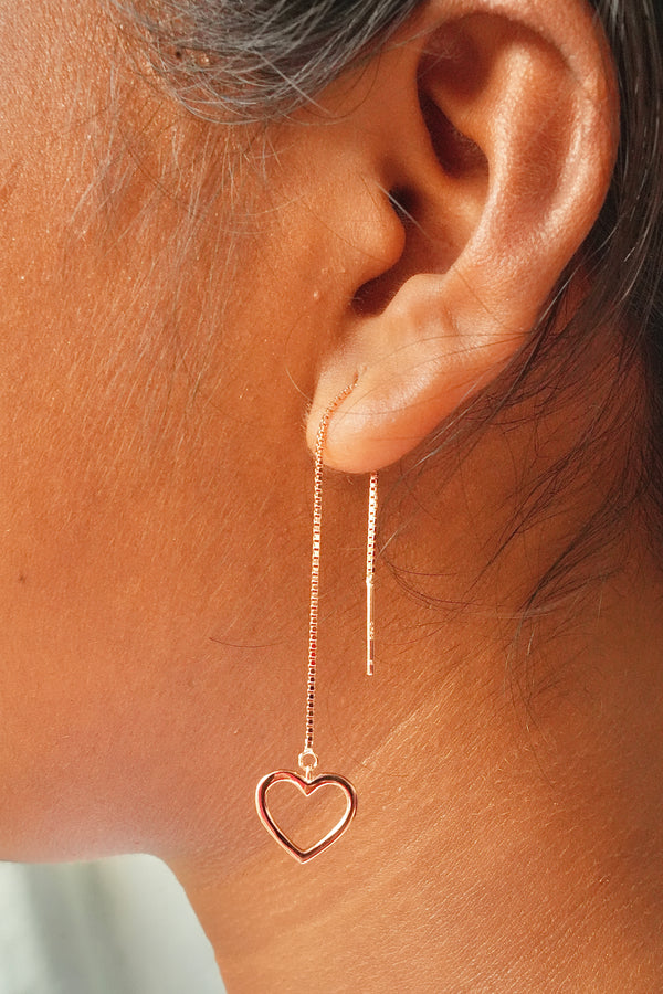 Heart 18k Rosegold 925 Silver Sui Dhaga Earrings