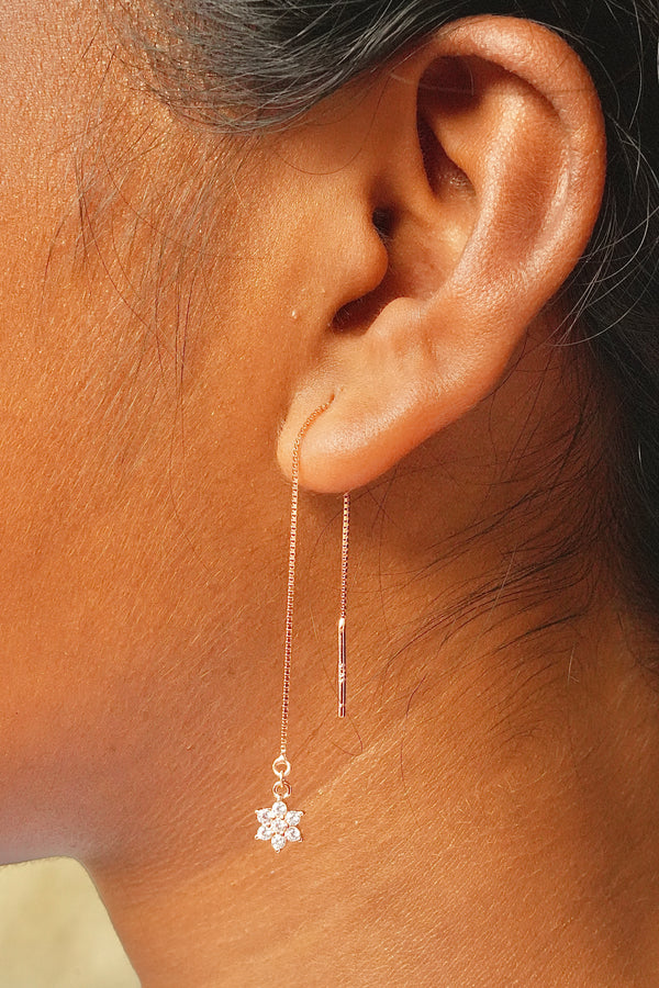 Flower 18k Rosegold 925 Silver Sui Dhaga Earrings