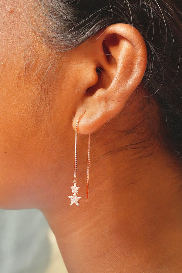 Star 18k Rosegold 925 Silver Sui Dhaga Earrings