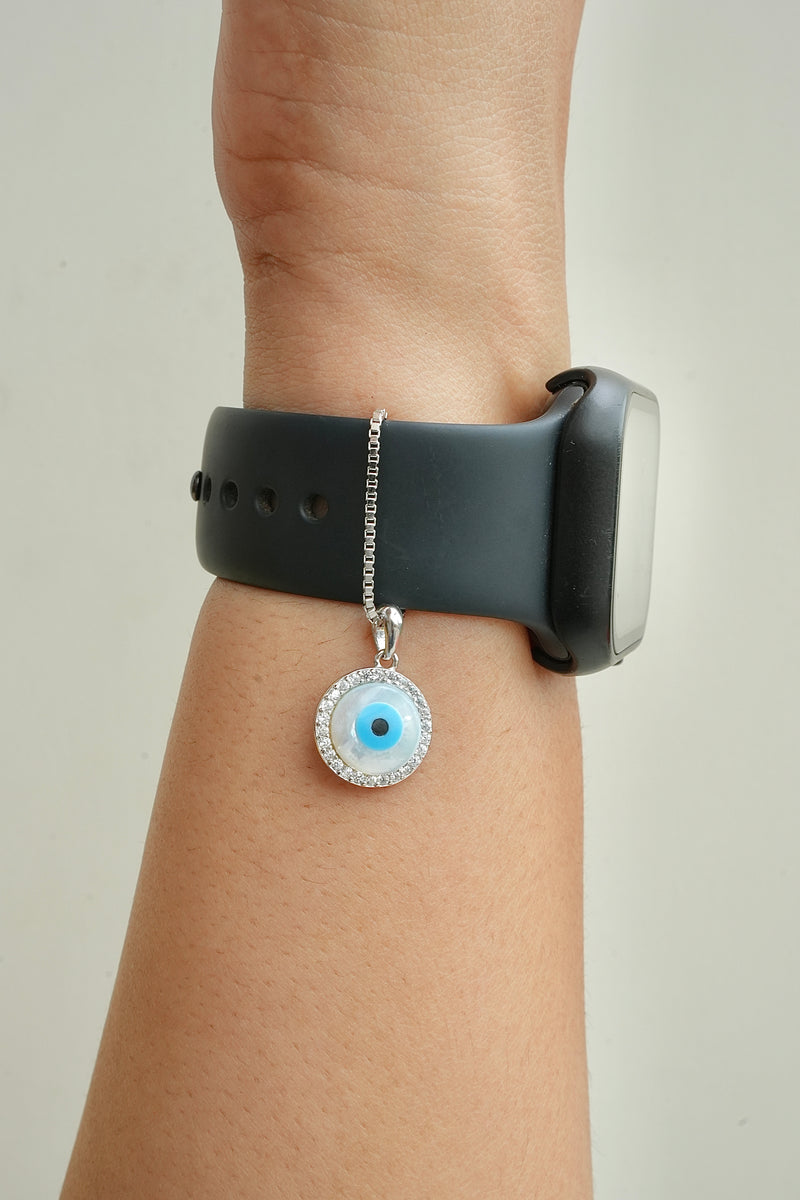 Round Evil Eye 925 Silver Watch Charm