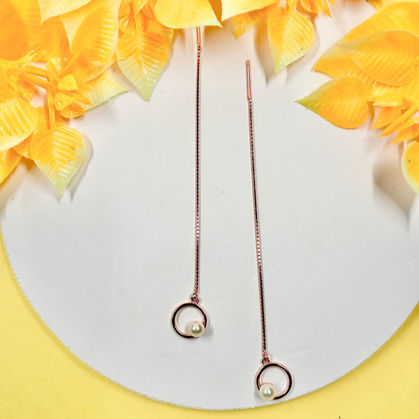 Pearl Hoop 18k rosegold 925 Silver Sui Dhaga Earrings