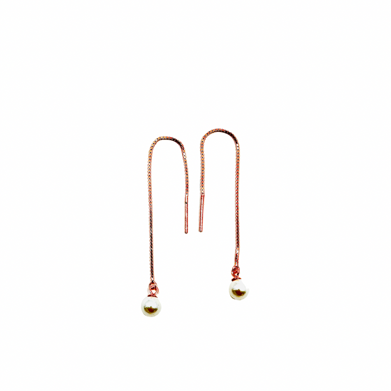 Pearl 18k Rosegold 925 Silver Sui Dhaga Earrings