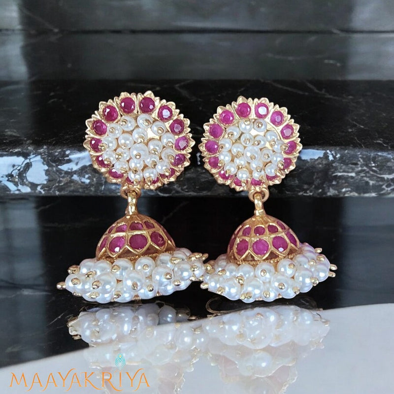 Belli Moda Pearl Jhumkha Dhavala Pushpa