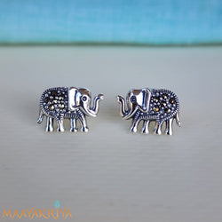 Sterling Silver Elephant Screw Back Earrings – Marjan Creations