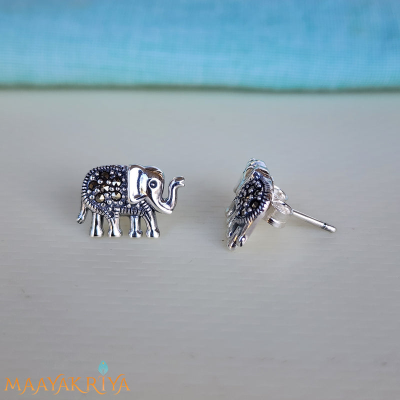 Elephant stud earrings deals silver